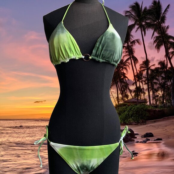 Billabong BLUE CRUSH era Vintage bikini tie dye reversible triangle low rise - Picture 1 of 7